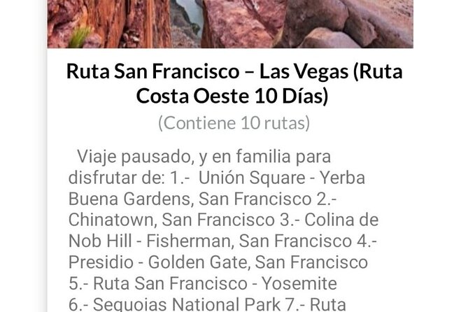 APP Self-guided routes West Coast with audio guide - Las Vegas works best as a walking section