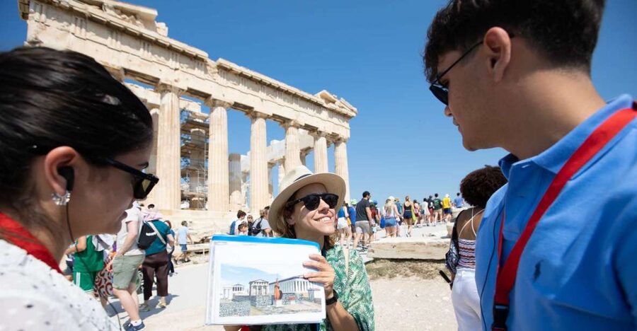 Athens: Acropolis Guided Walking Tour & Plaka Audio Tour - The Theatre of Dionysus and the first climb