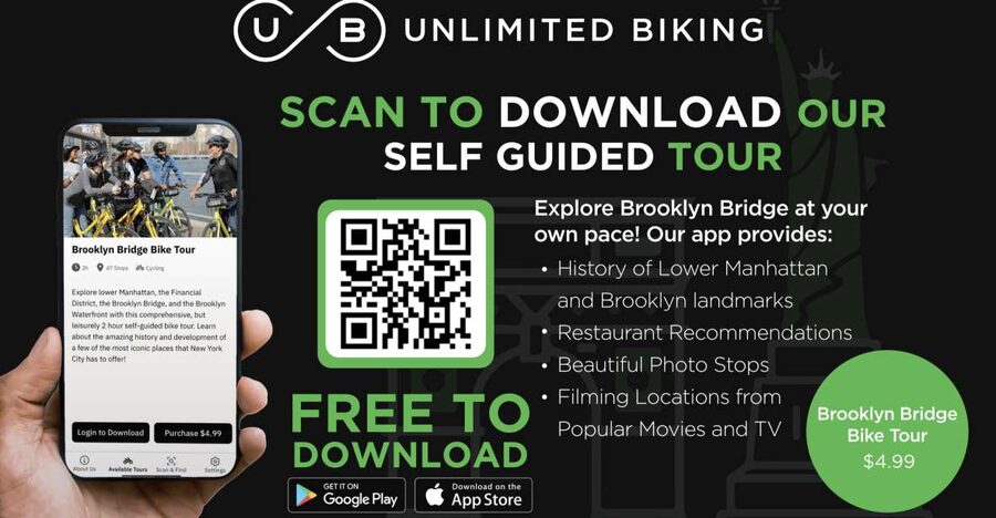 Brooklyn Bridge Self-guided Bike Tour App - Audio + Written - Starting at the Woolworth Building or 79 Chambers Street