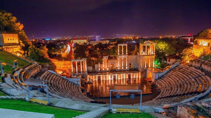 From Sofia: Plovdiv with audio guide + free pick-up - The Roman Stadium below the pedestrian street