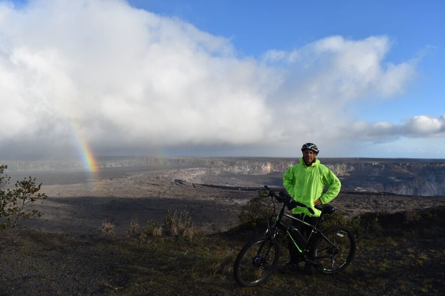 Hawaii: Volcanoes National Park E-Bike Rental and GPS Audio - Riding beside park traffic