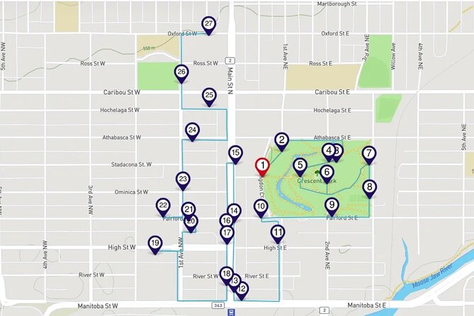 Sights of Moose Jaw Smartphone Audio Walking Tour - Crescent Park: fountains, memorials, and local character