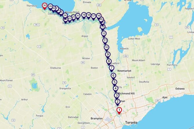 Smartphone Audio Driving Tour between Collingwood and Toronto - Tornadoes, potatoes, and William Osler