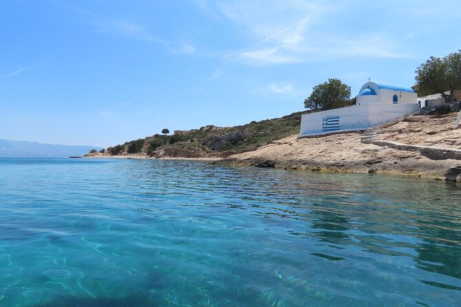 The Santa Maria 3 Island Cruise in the Aegean w/ Free Audio Guide - Plati, a tiny island for swimming and cliff jumping